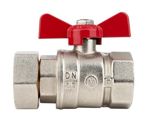 Kulový kohout SPIN 1/2"x3/4" s převlečnou maticí, s plochým těsněním, plnoprůtočný, 95°C, PN25, rozebíratelný