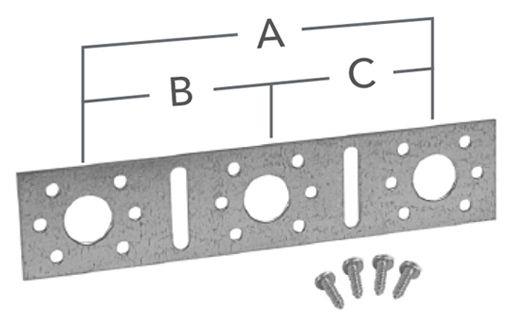 Montážní šablona pro nástěnky typu C, rozteč 153/76mm, včetně 4ks samořezných šroubů