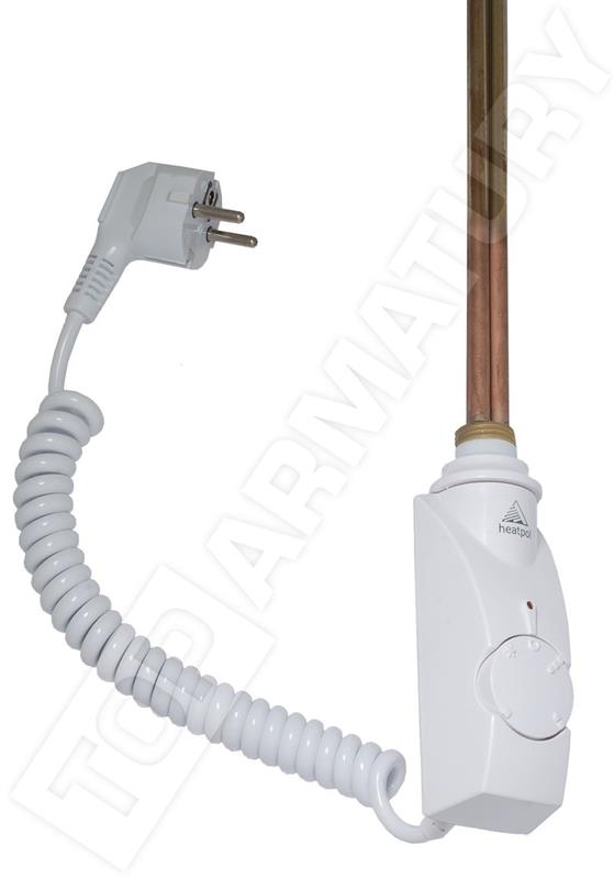 Elektrická topná tyč pro koupelnové radiátory 600W, bílá, mechanický termostat